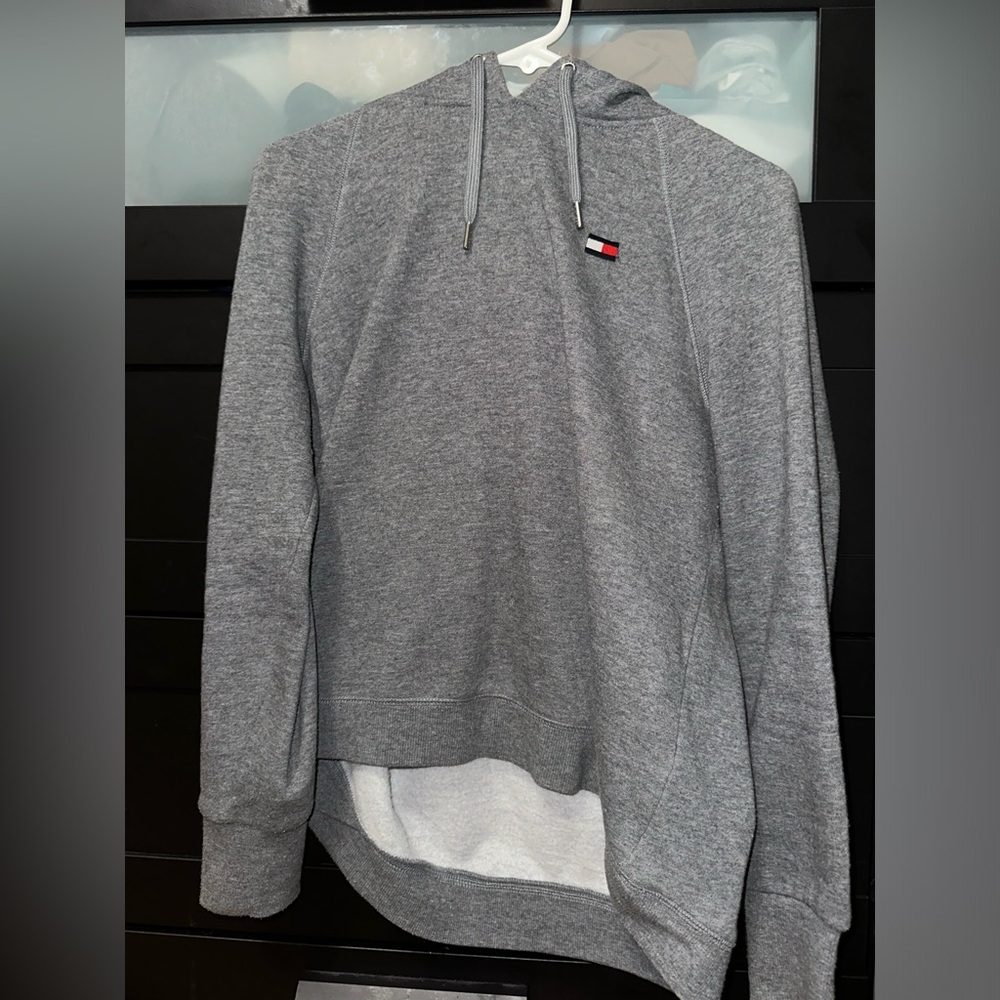 womens grey tommy hilfiger crop sweatshirt